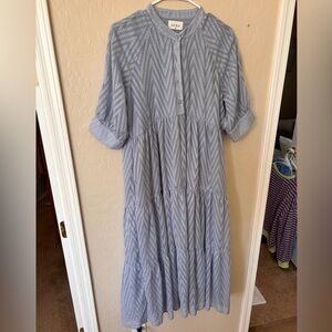 Aura Light Blue Patterned Dress